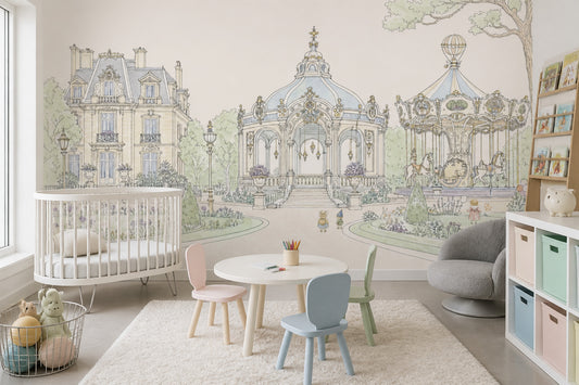 Masalsı Lunapark Poster Duvar Kağıdı Pastel Çocuk Odası