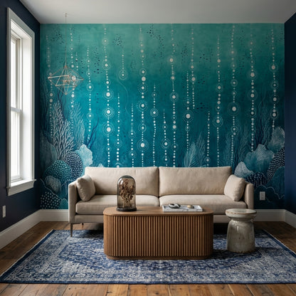 Denizaltı Mercanlı Poster Duvar Kağıdı Turkuaz Modern Salon