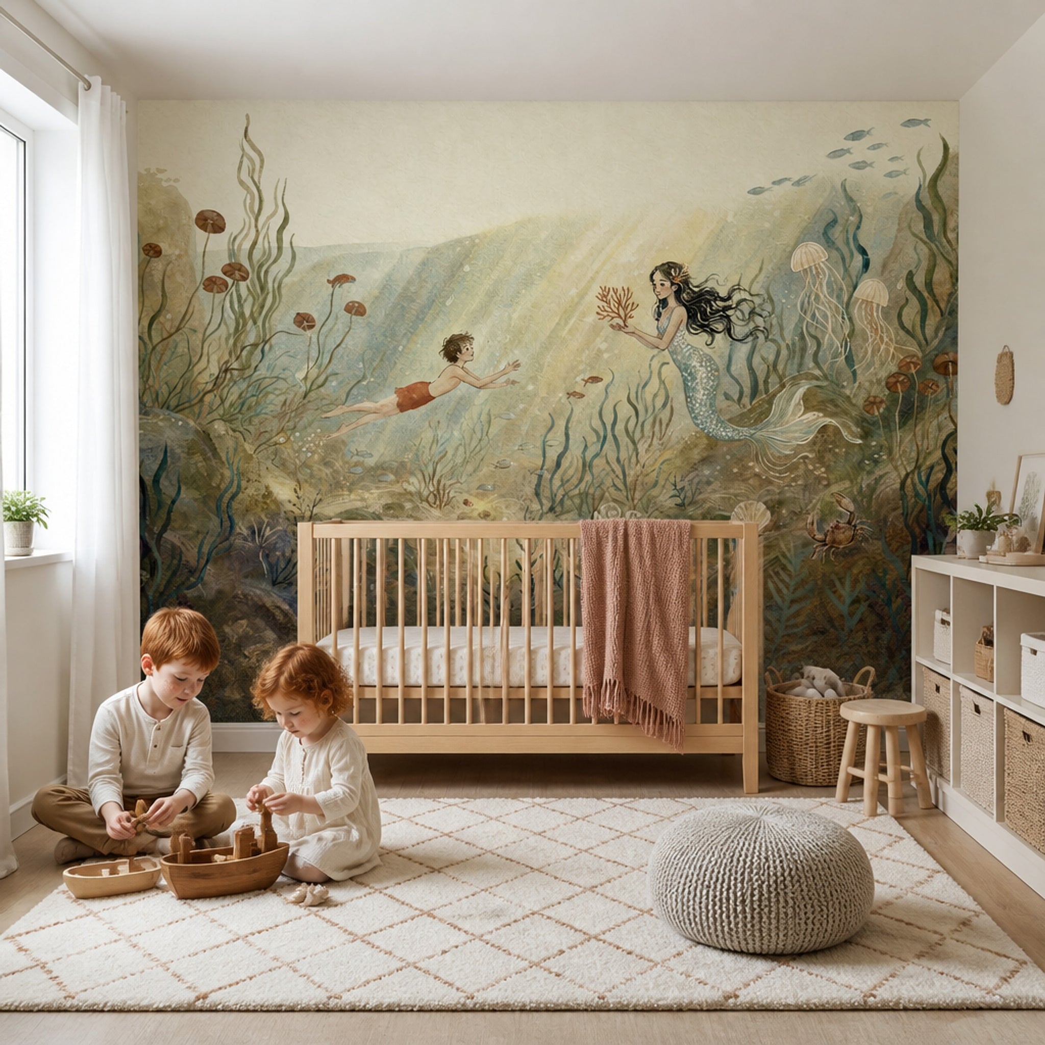 Deniz Kızı Temalı Poster Duvar Kağıdı Pastel Çocuk Odası
