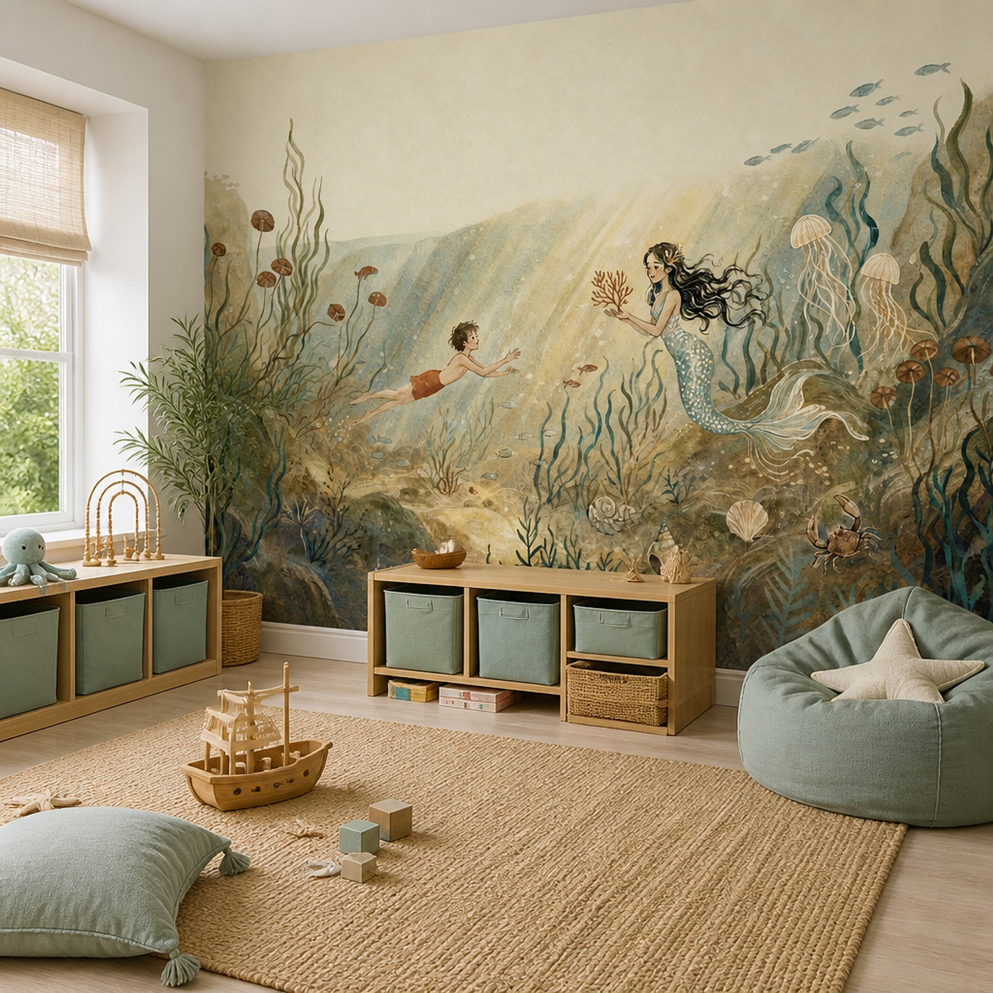 Deniz Kızı Temalı Poster Duvar Kağıdı Pastel Çocuk Odası