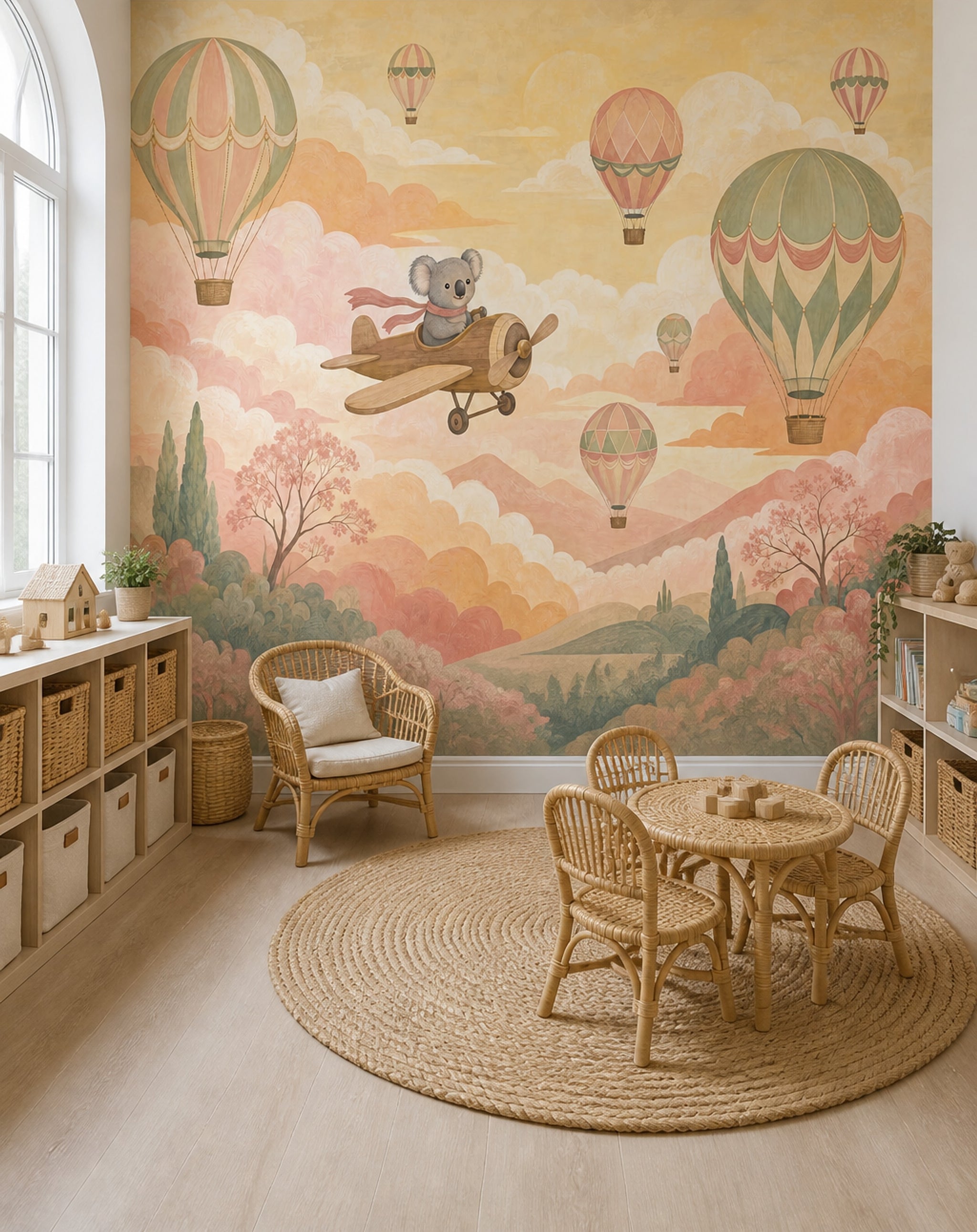 Sıcak Hava Balonlu Poster Duvar Kağıdı Pastel Çocuk Odası