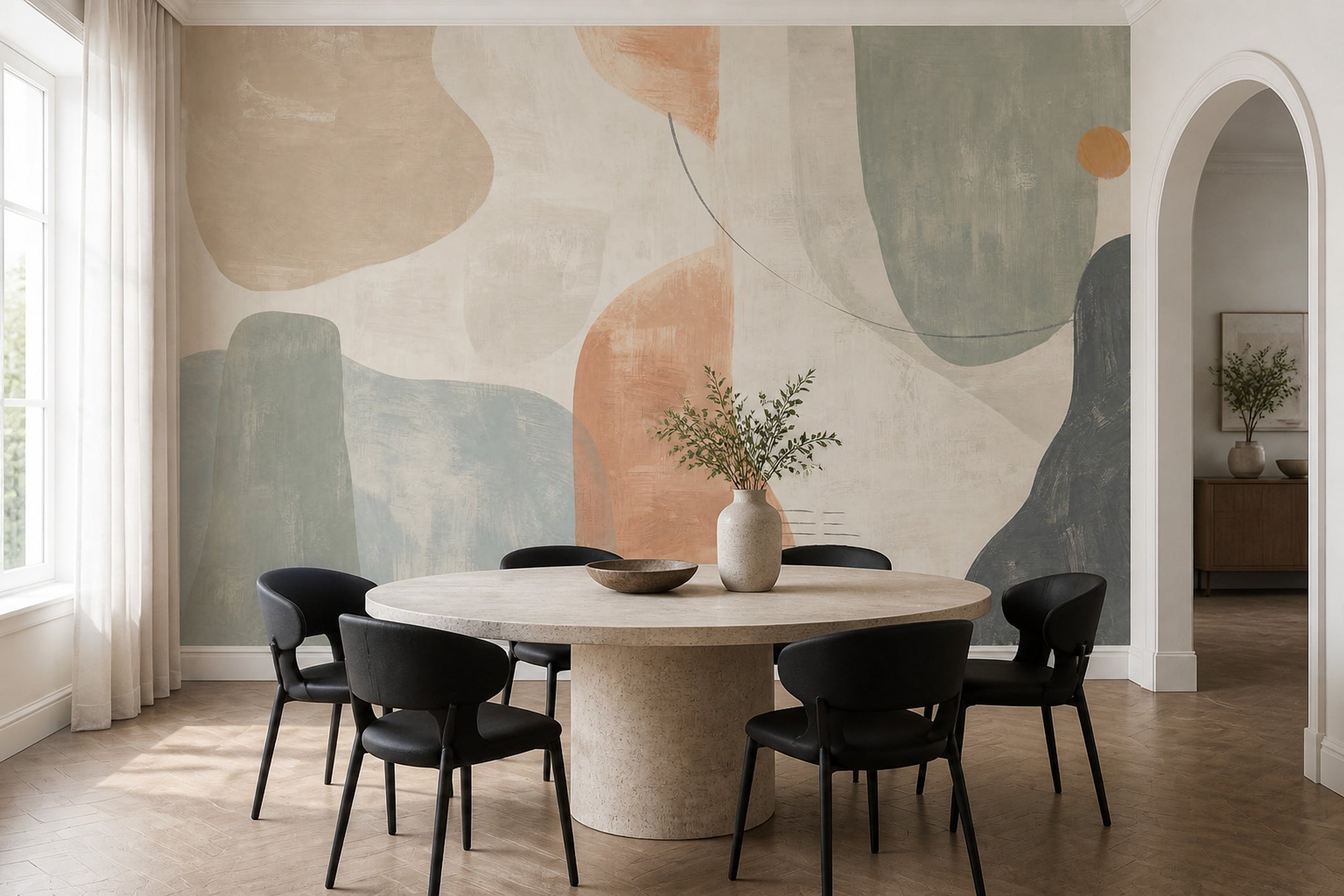 Pastel Soyut Şekilli Poster Duvar Kağıdı Modern Salon Duvarı