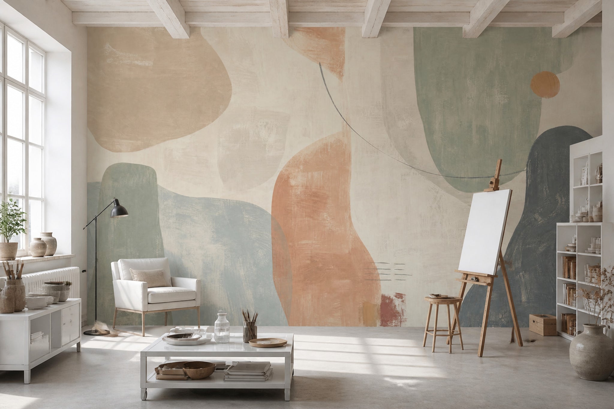 Pastel Soyut Şekilli Poster Duvar Kağıdı Modern Salon Duvarı