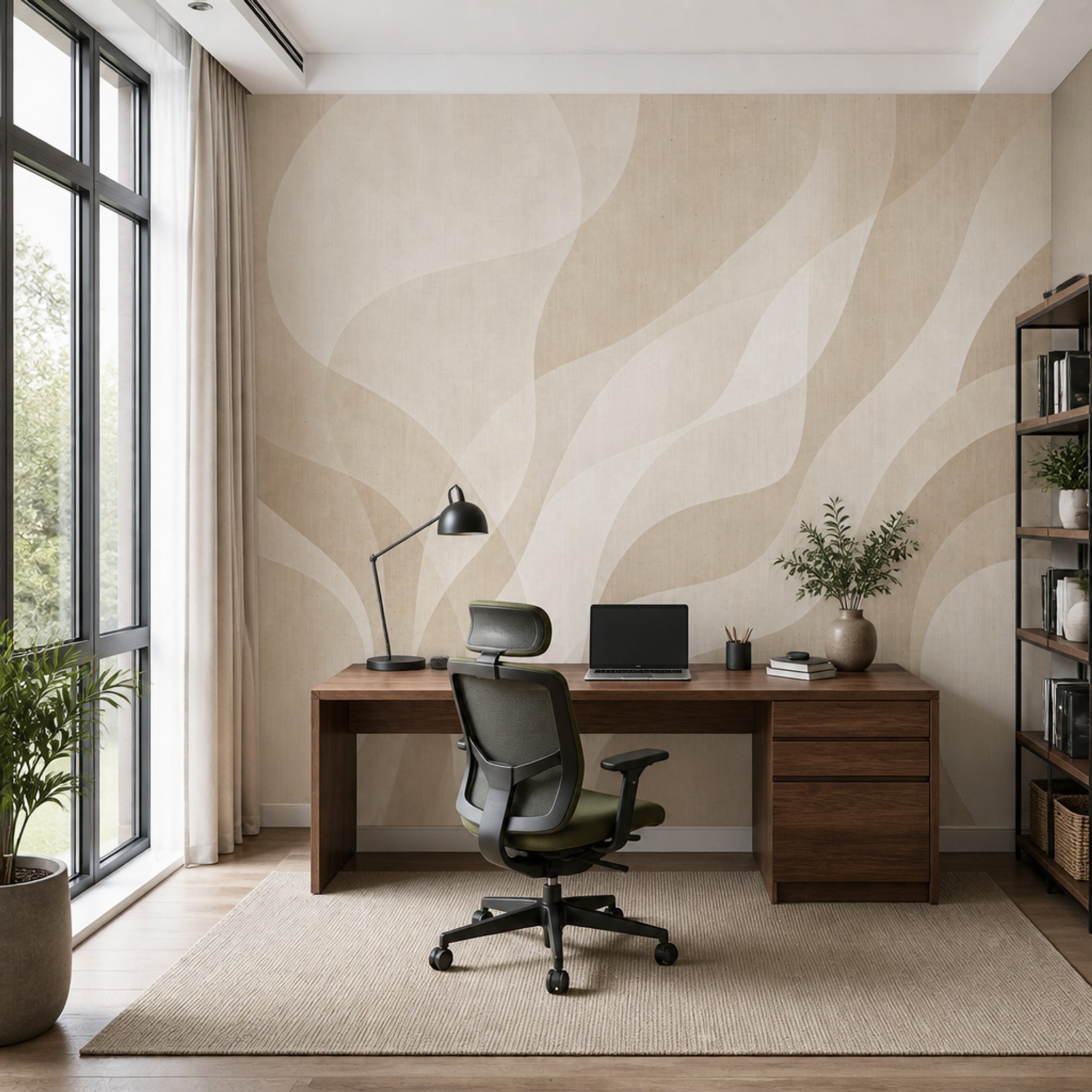 Bej Organik Soyut Poster Duvar Kağıdı Modern Salon Duvarı