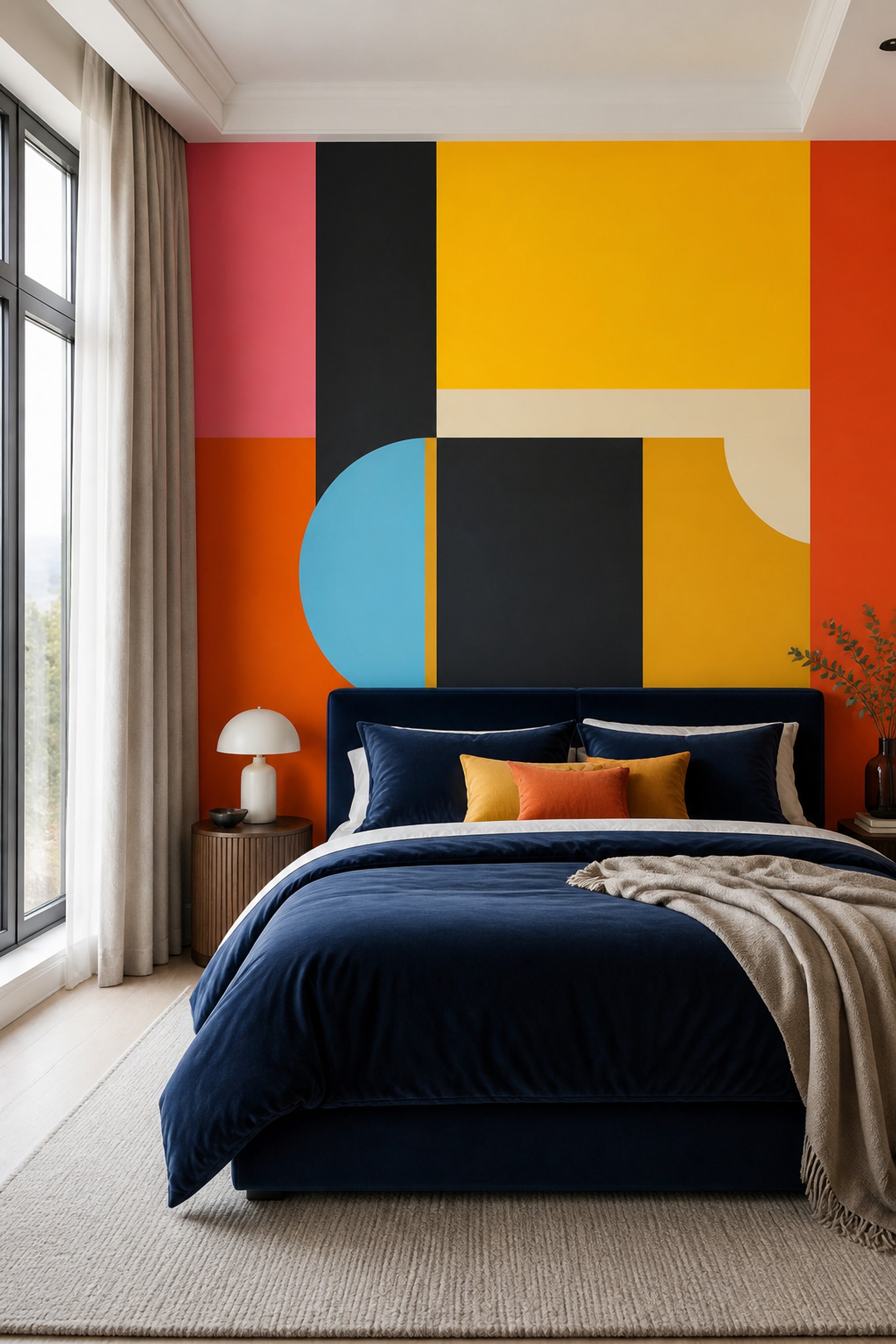 Renkli Geometrik Poster Duvar Kağıdı Modern Soyut Salon