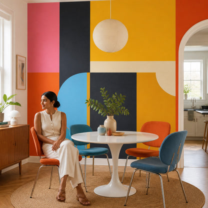 Renkli Geometrik Poster Duvar Kağıdı Modern Soyut Salon