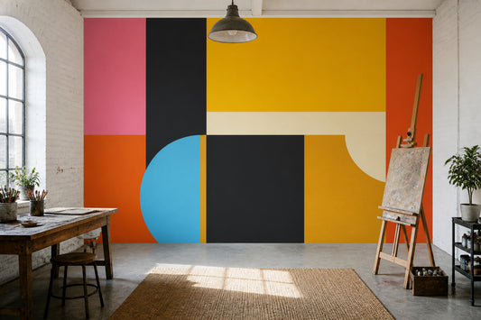 Renkli Geometrik Poster Duvar Kağıdı Modern Soyut Salon