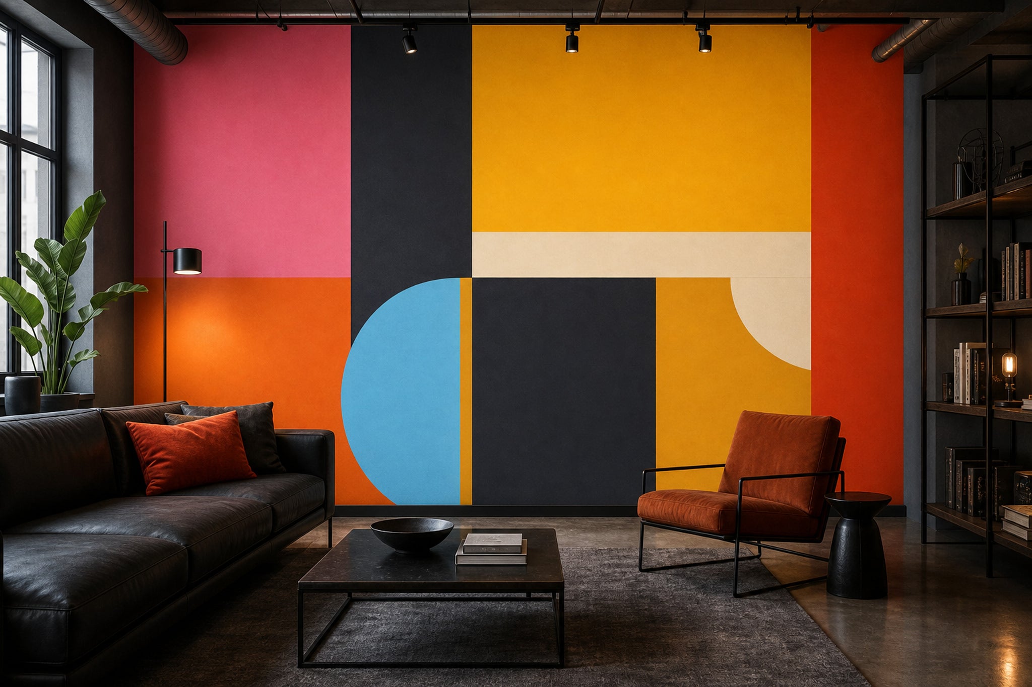 Renkli Geometrik Poster Duvar Kağıdı Modern Soyut Salon