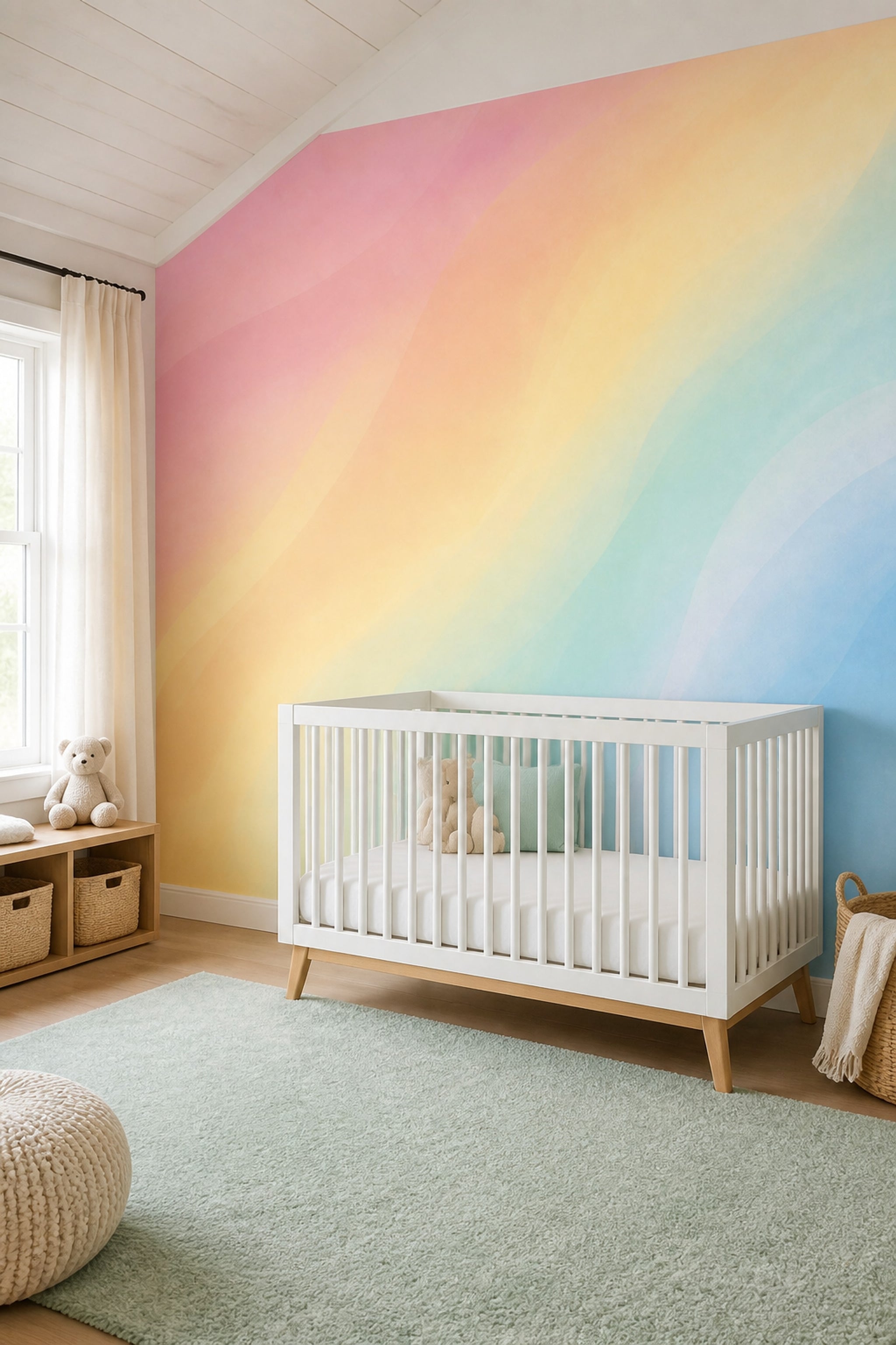 Pastel Gökkuşağı Poster Duvar Kağıdı Çocuk Odası Renk Geçişli