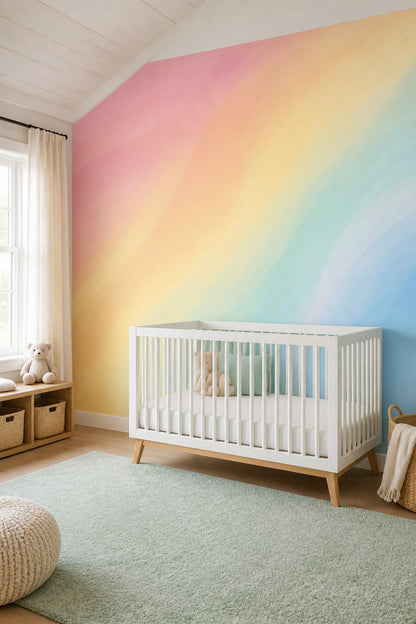 Pastel Gökkuşağı Poster Duvar Kağıdı Çocuk Odası Renk Geçişli