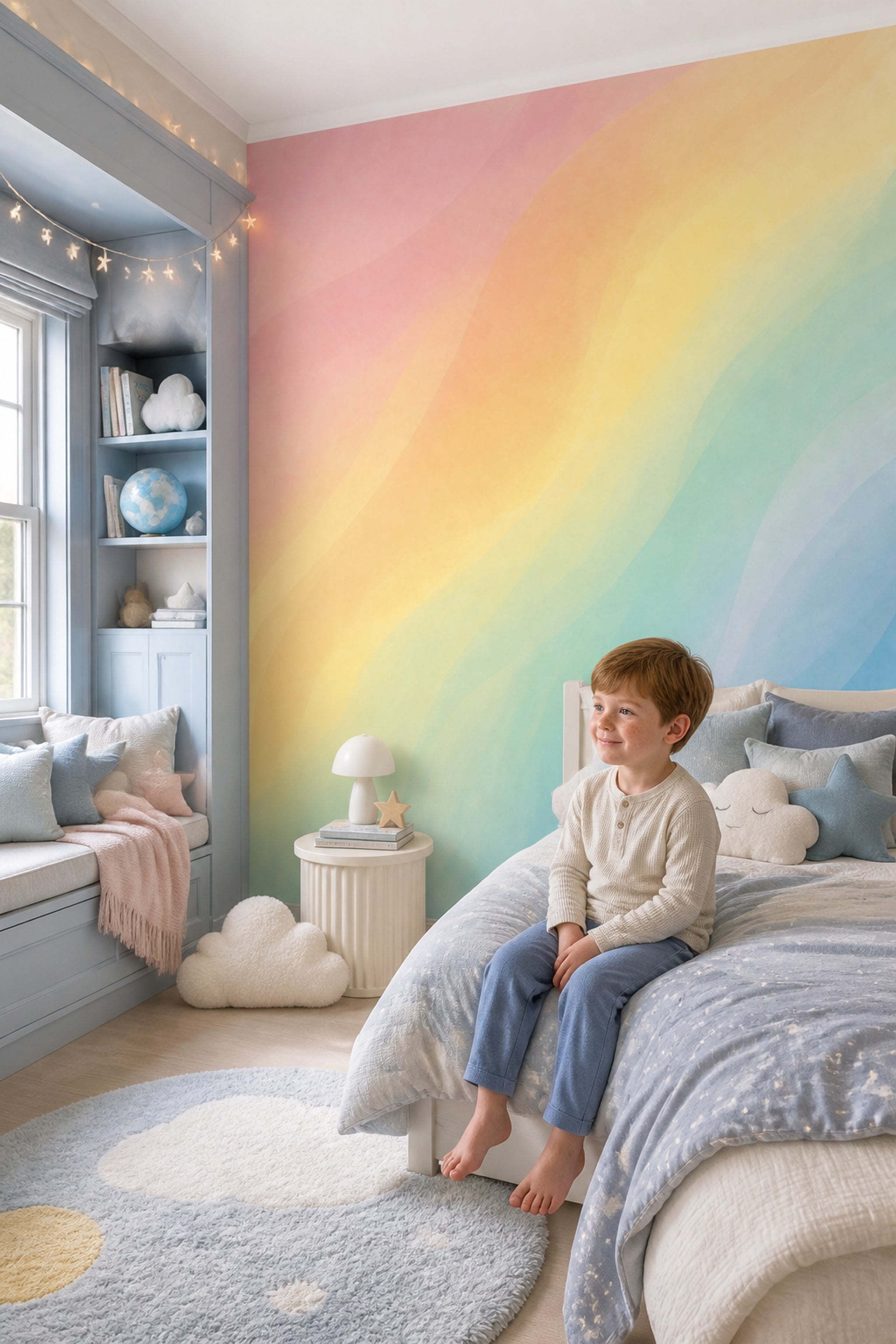 Pastel Gökkuşağı Poster Duvar Kağıdı Çocuk Odası Renk Geçişli