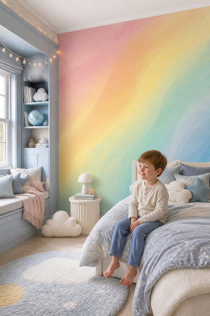 Pastel Gökkuşağı Poster Duvar Kağıdı Çocuk Odası Renk Geçişli