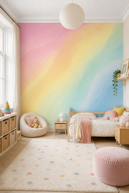 Pastel Gökkuşağı Poster Duvar Kağıdı Çocuk Odası Renk Geçişli
