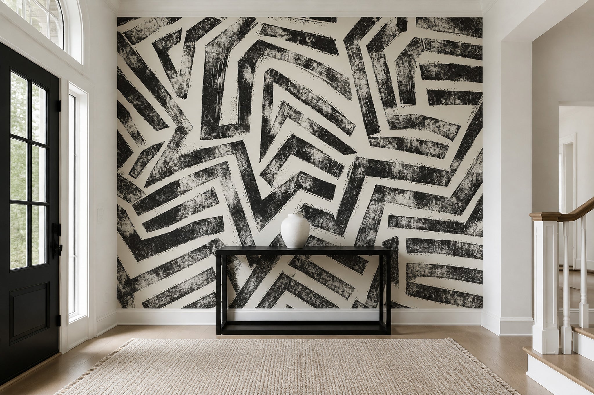 Siyah Beyaz Geometrik Poster Duvar Kağıdı Modern Genç Odası