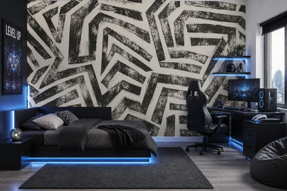 Siyah Beyaz Geometrik Poster Duvar Kağıdı Modern Genç Odası
