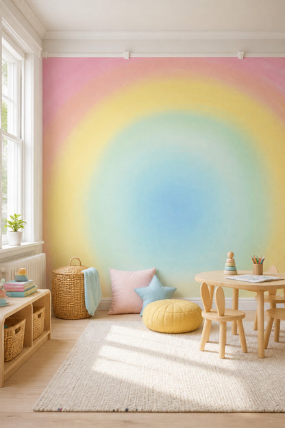 Pastel Gökkuşağı Poster Duvar Kağıdı Çocuk Odası Renk Geçişli