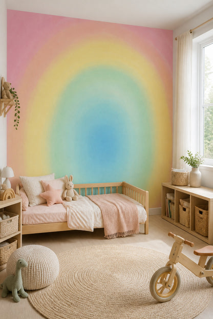 Pastel Gökkuşağı Poster Duvar Kağıdı Çocuk Odası Renk Geçişli