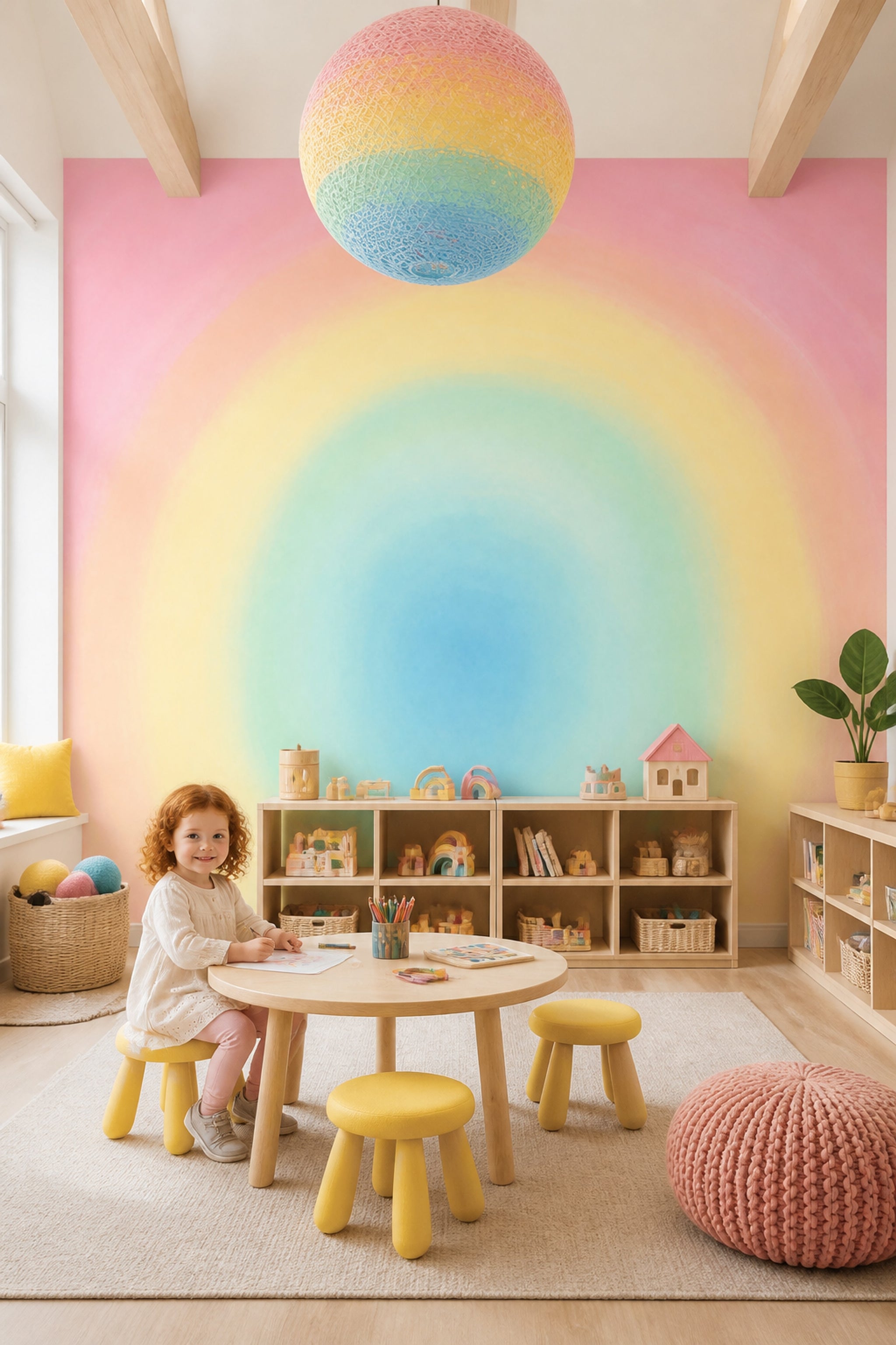 Pastel Gökkuşağı Poster Duvar Kağıdı Çocuk Odası Renk Geçişli