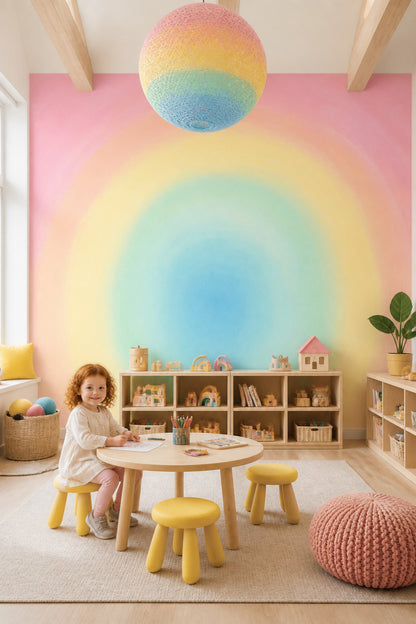 Pastel Gökkuşağı Poster Duvar Kağıdı Çocuk Odası Renk Geçişli