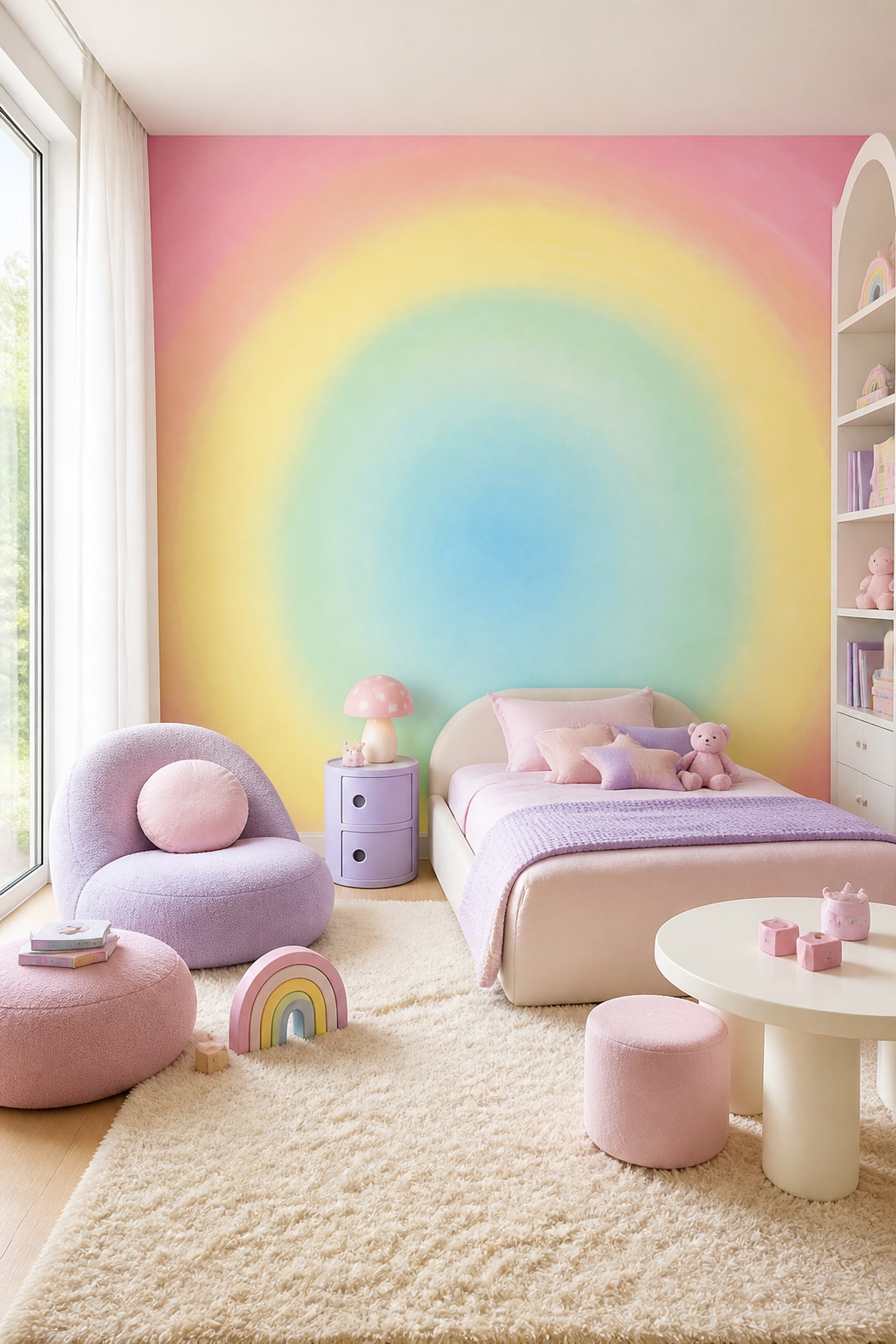 Pastel Gökkuşağı Poster Duvar Kağıdı Çocuk Odası Renk Geçişli