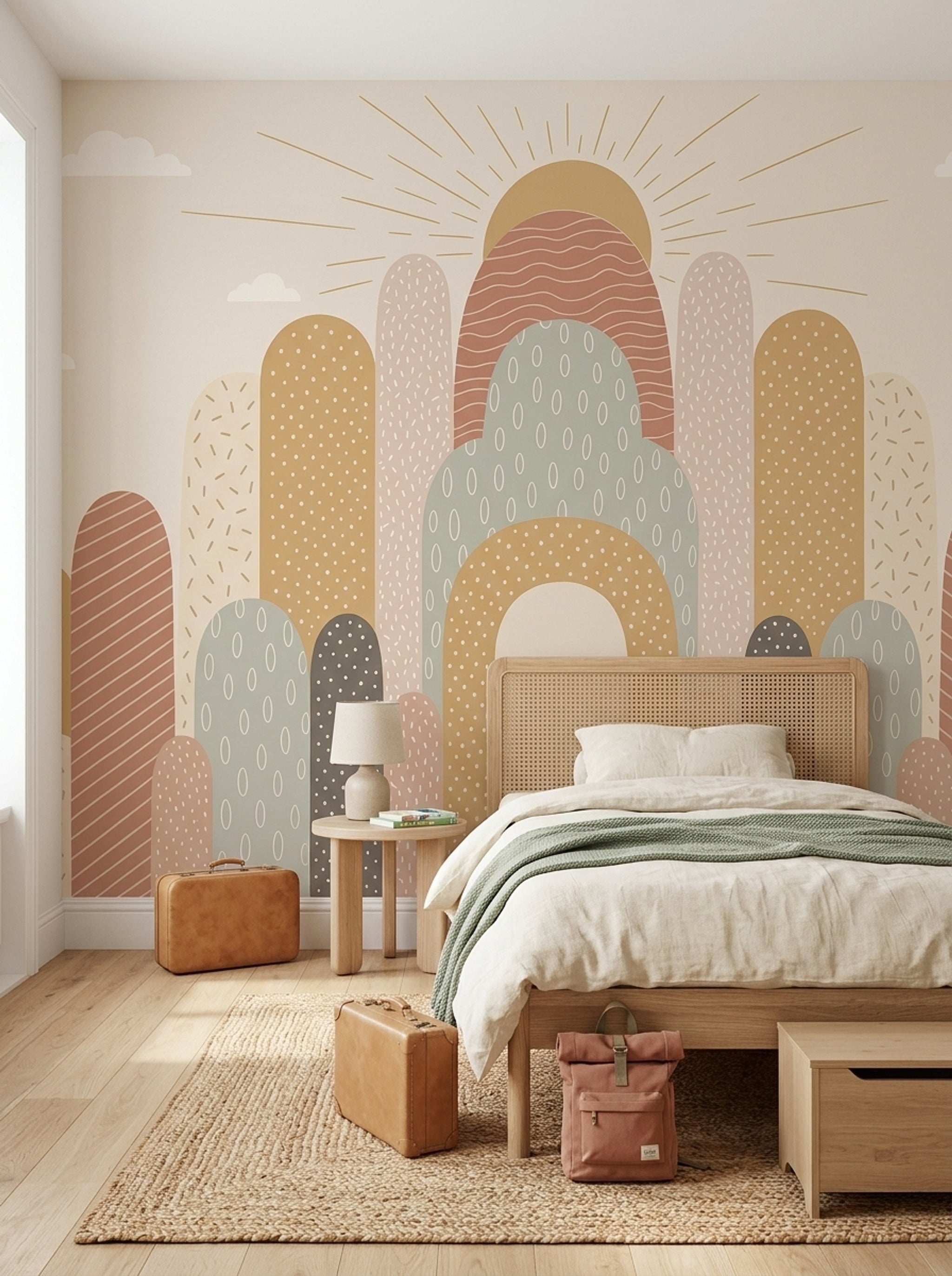 Gökkuşağı Desenli Poster Duvar Kağıdı Pastel Çocuk Odası