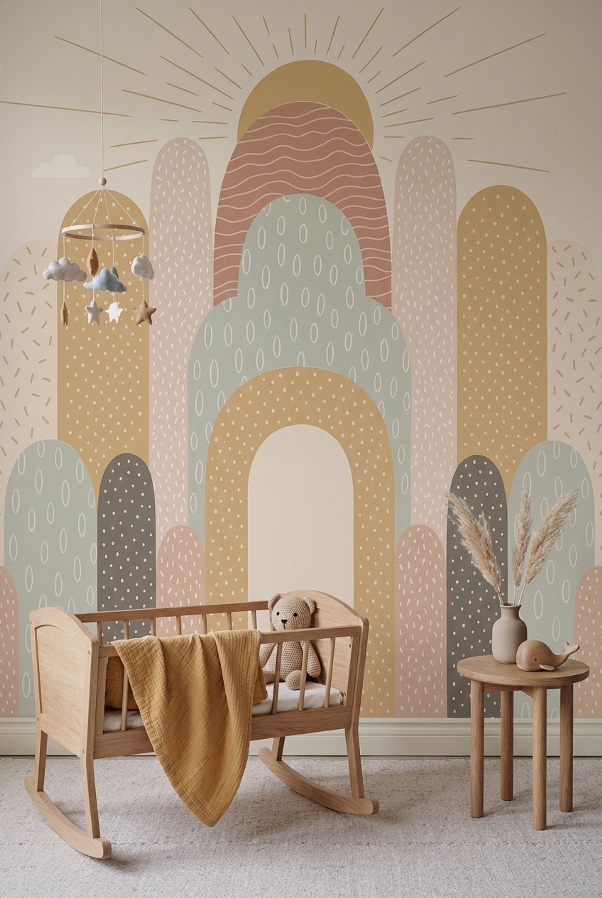Gökkuşağı Desenli Poster Duvar Kağıdı Pastel Çocuk Odası