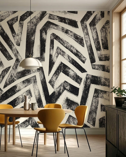 Siyah Beyaz Geometrik Poster Duvar Kağıdı Modern Genç Odası