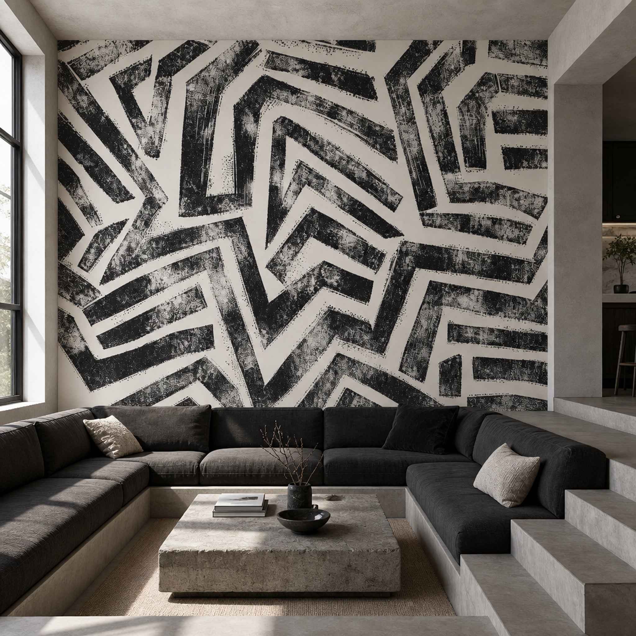 Siyah Beyaz Geometrik Poster Duvar Kağıdı Modern Genç Odası