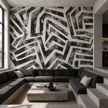 Siyah Beyaz Geometrik Poster Duvar Kağıdı Modern Genç Odası