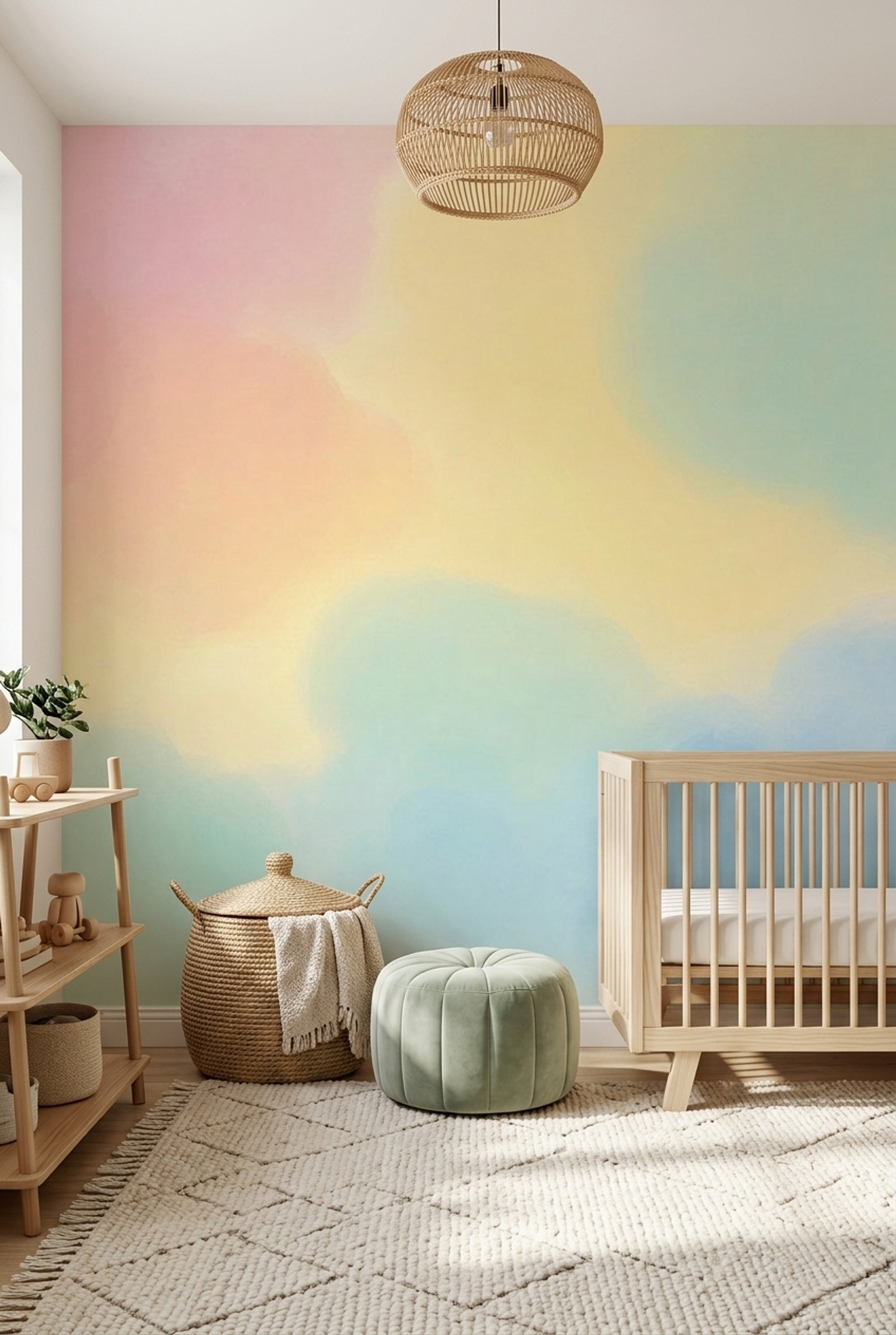 Pastel Suluboya Bulut Poster Duvar Kağıdı Renk Geçişli Ofis