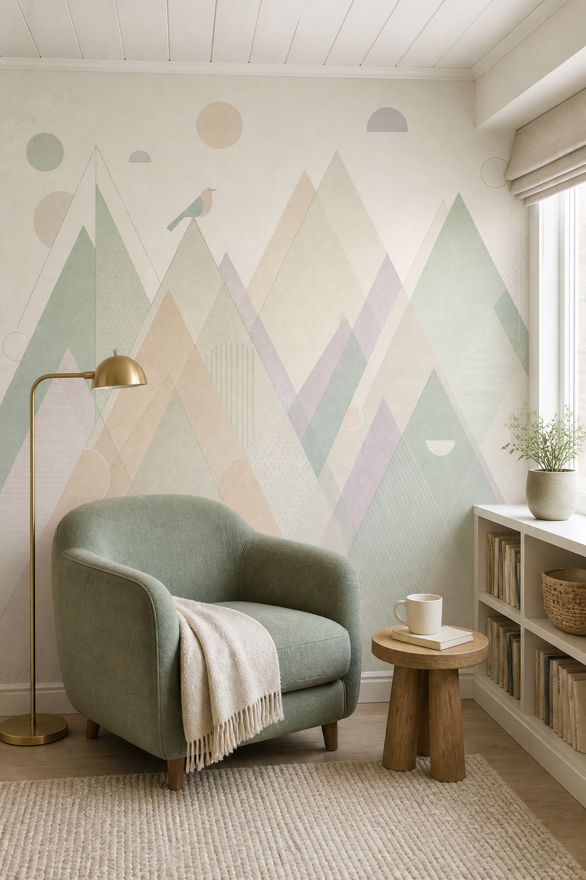 Pastel Geometrik Dağ Poster Duvar Kağıdı Bebek Odası