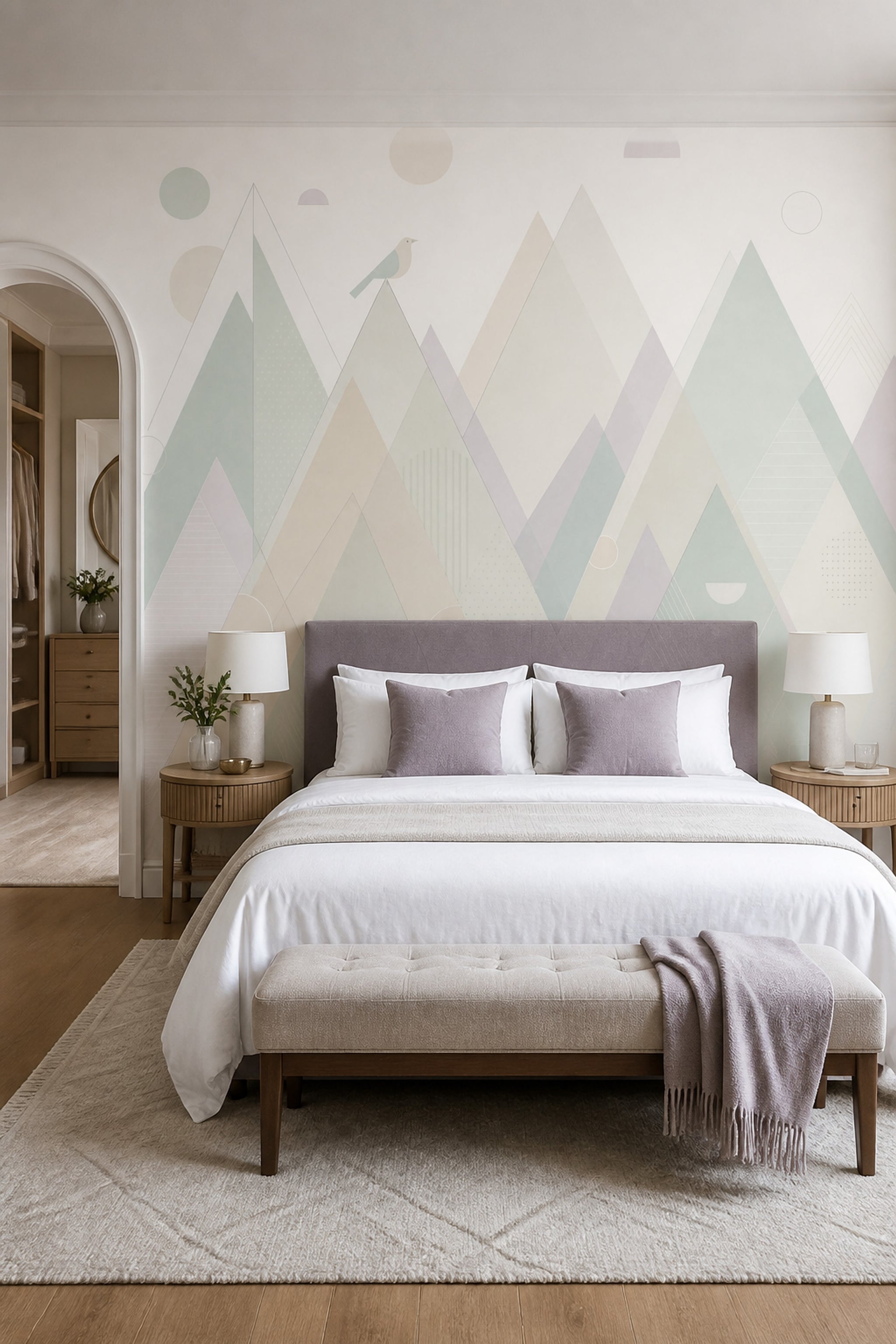 Pastel Geometrik Dağ Poster Duvar Kağıdı Bebek Odası