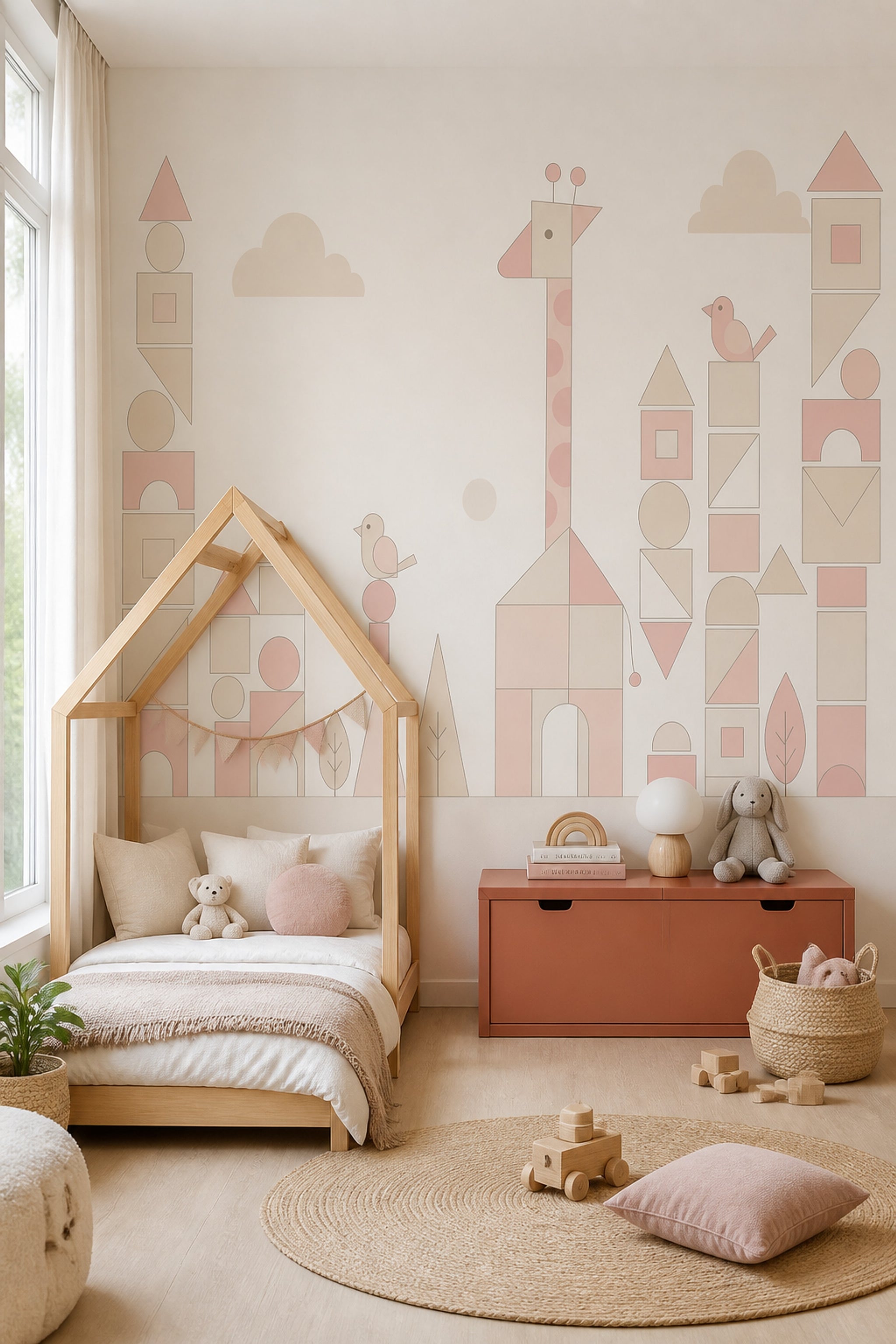 Pastel Geometrik Şehir Poster Duvar Kağıdı Çocuk Odası