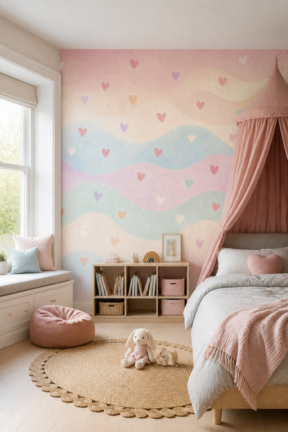 Pastel Kalpli Dalgalı Poster Duvar Kağıdı Çocuk Odası