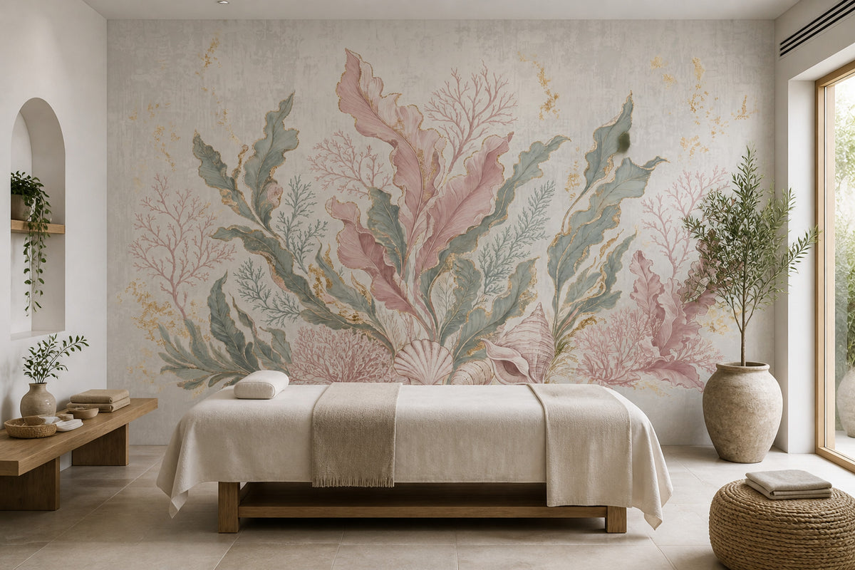 Deniz Yosunu Desenli Poster Duvar Kağıdı Pastel Salon