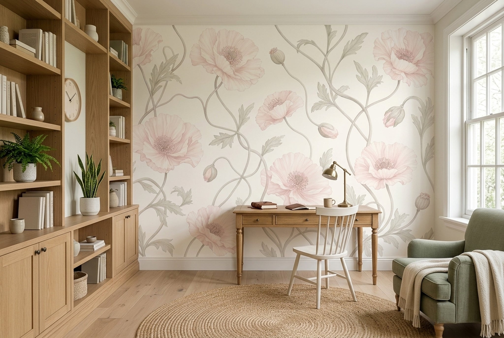 Pudra Pembe Gelincik Çiçekli Poster Duvar Kağıdı Banyo