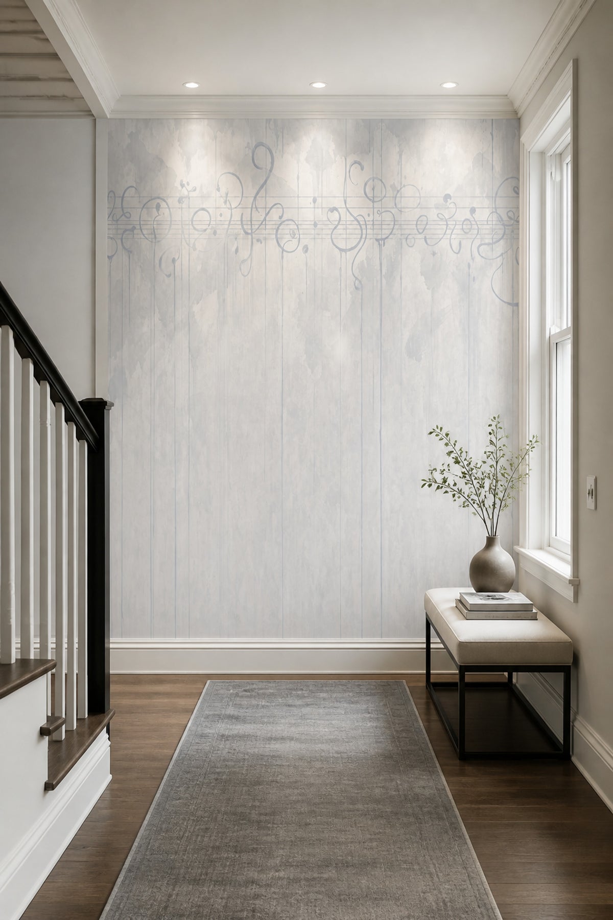 Soyut Çizgili Poster Duvar Kağıdı Açık Gri Modern Salon