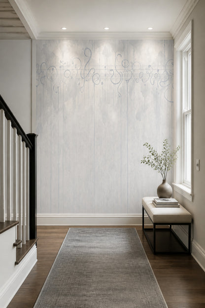 Soyut Çizgili Poster Duvar Kağıdı Açık Gri Modern Salon