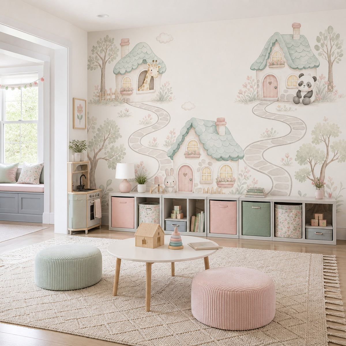 Pastel Orman Hayvanlı Poster Duvar Kağıdı Çocuk Odası