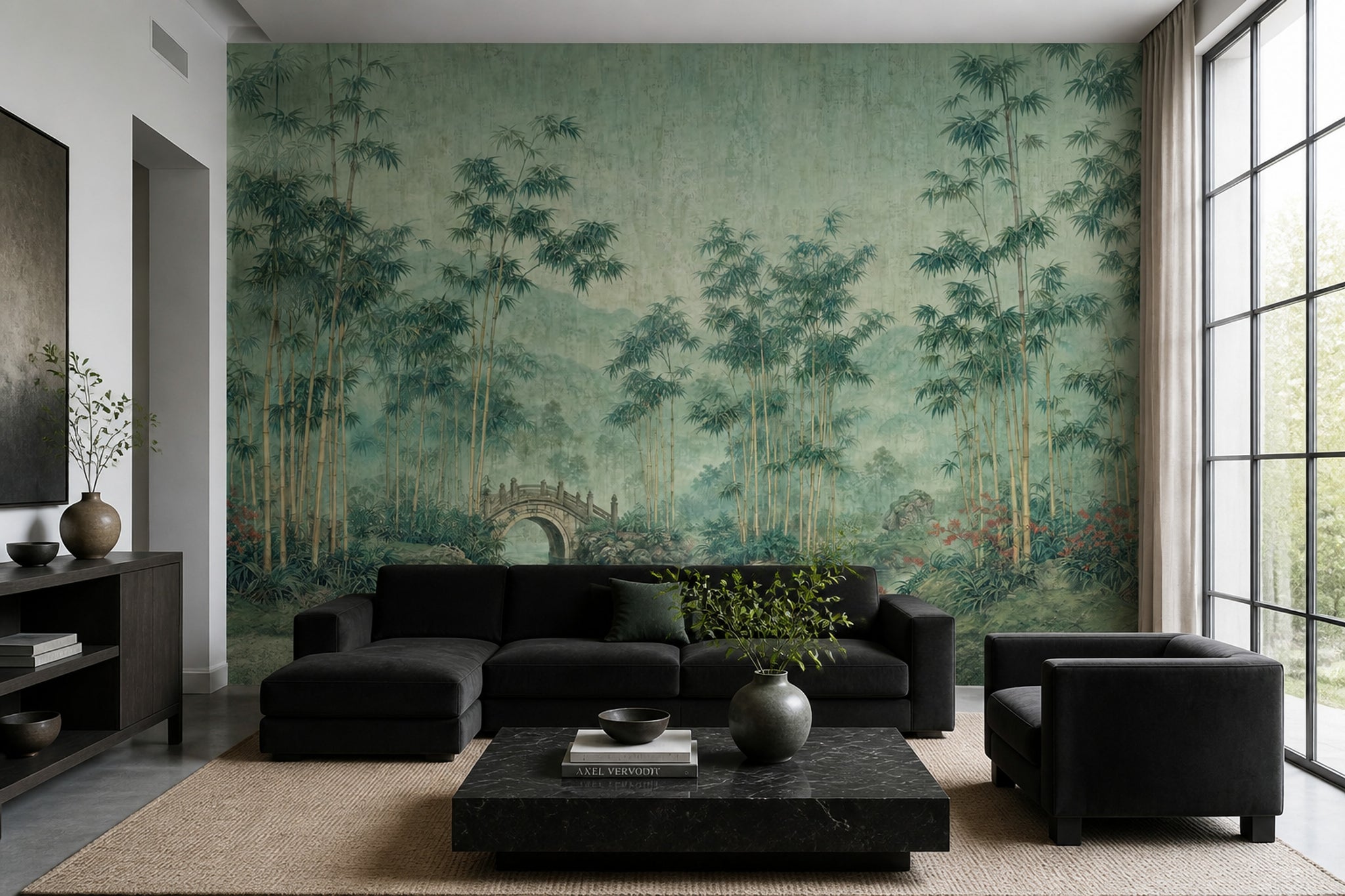 Bambu Ormanı Poster Duvar Kağıdı Yeşil Manzara Desenli