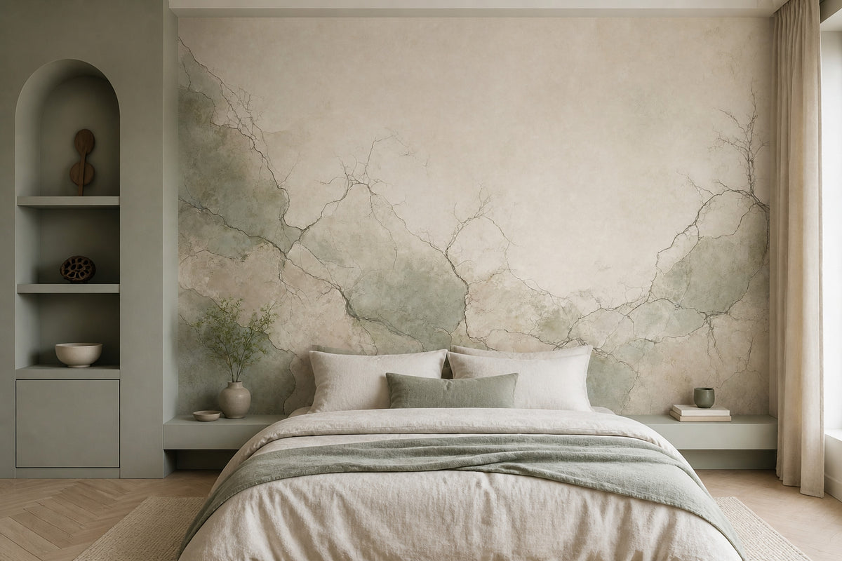 Bej Mermer Desenli Poster Duvar Kağıdı Minimal Yatak Odası