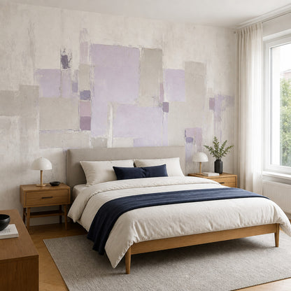 Pastel Geometrik Poster Duvar Kağıdı Lila Bej Modern Yatak Odası