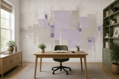 Pastel Geometrik Poster Duvar Kağıdı Lila Bej Modern Yatak Odası