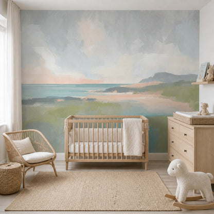 Pastel Deniz Manzaralı Poster Duvar Kağıdı Mavi Salon Dekoru
