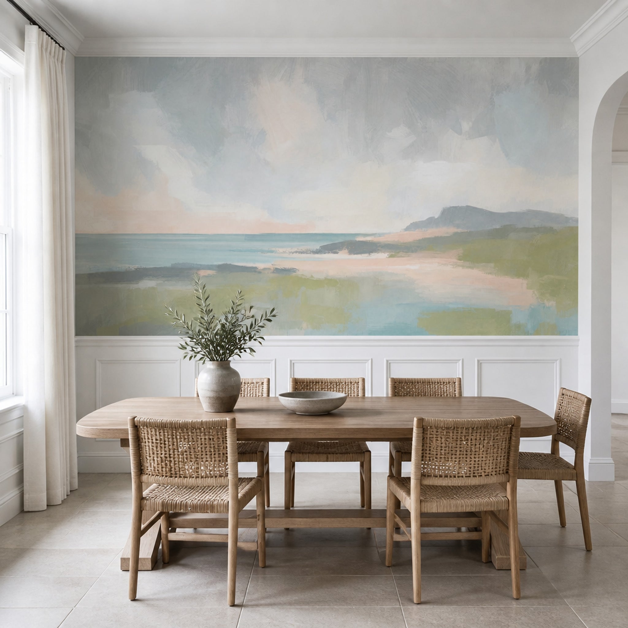 Pastel Deniz Manzaralı Poster Duvar Kağıdı Mavi Salon Dekoru