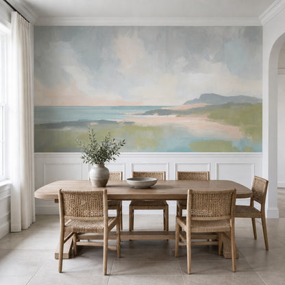 Pastel Deniz Manzaralı Poster Duvar Kağıdı Mavi Salon Dekoru