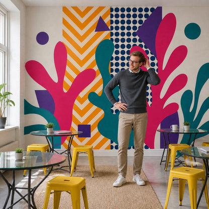 Renkli Soyut Geometrik Poster Duvar Kağıdı Modern Ofis