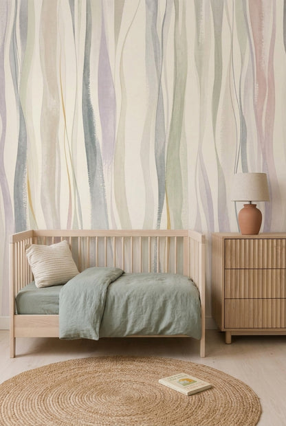 Pastel Dikey Dalga Poster Duvar Kağıdı Modern Yatak Odası