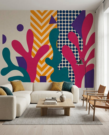 Renkli Soyut Geometrik Poster Duvar Kağıdı Modern Ofis