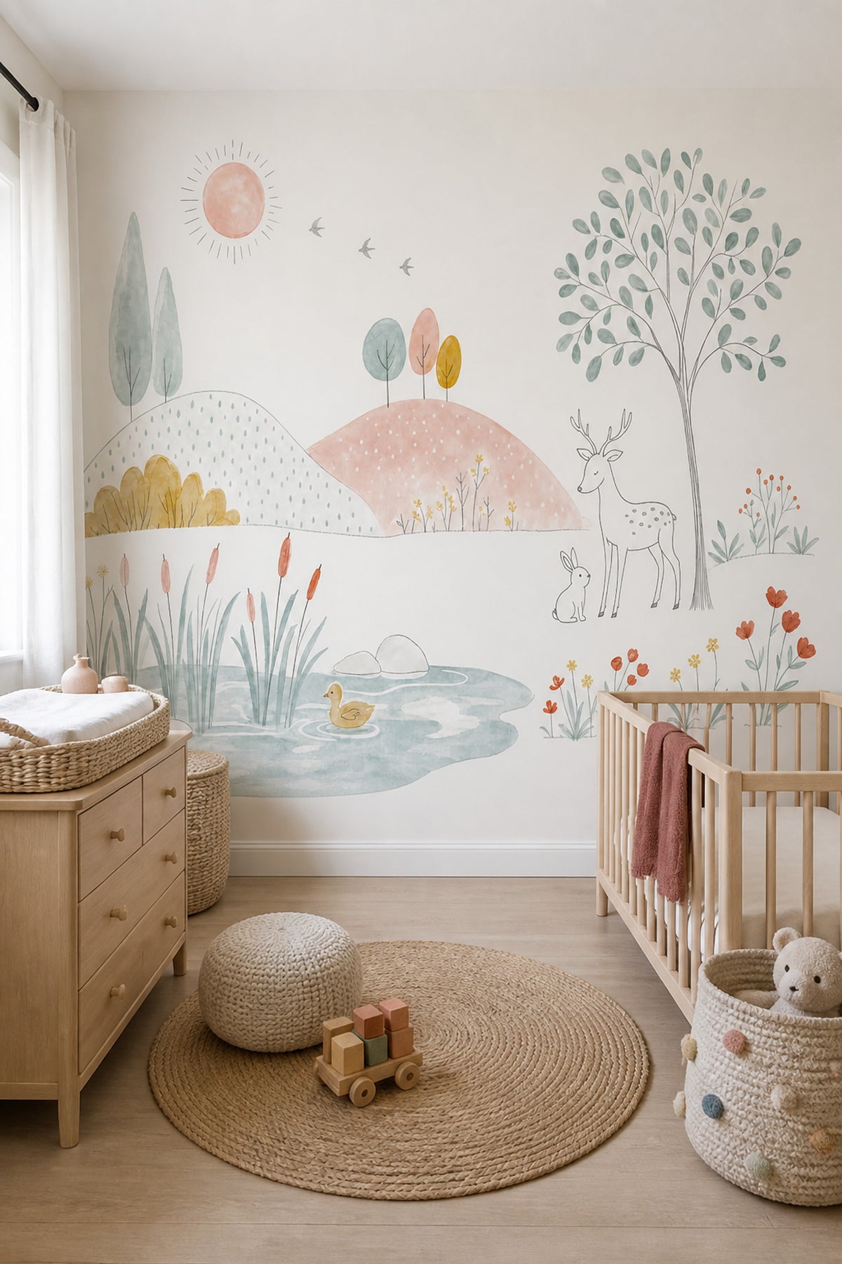 Pastel Orman Hayvanlı Poster Duvar Kağıdı Çocuk Odası